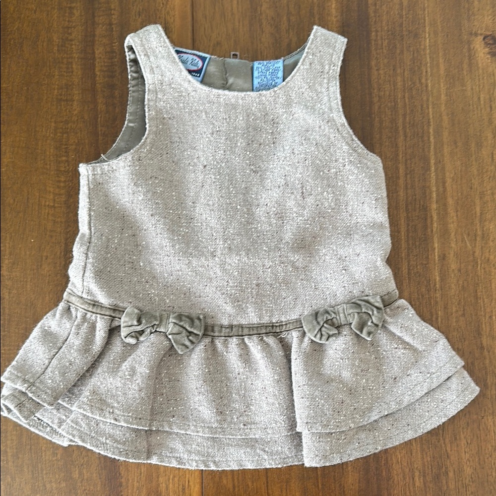 Koala Kids Gray/Brown Sleeveless Wool Dress with Bow Accents